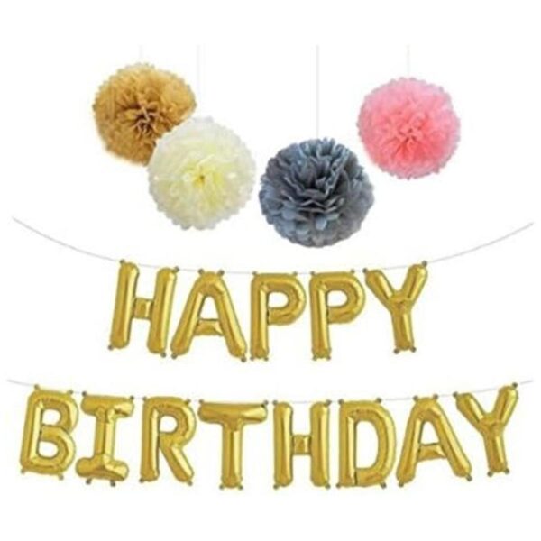 Letras doradas con globo de feliz cumpleaños Banner_1