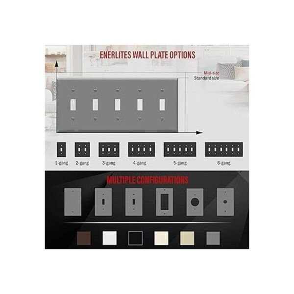 ENERLITES Five Gang Placa de pared para interruptor de