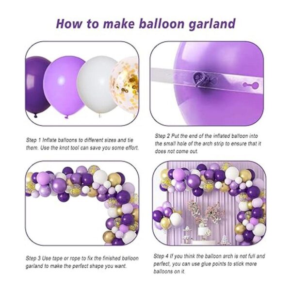 Kit de arco de guirnalda de globos morados 129 unidades_3