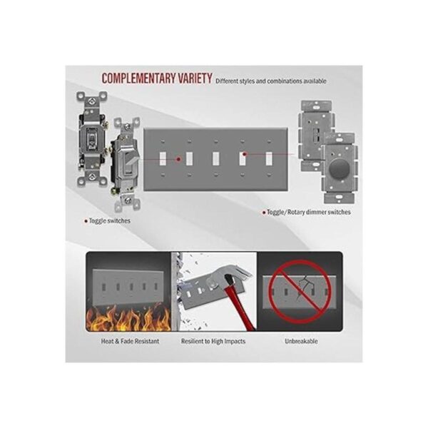 ENERLITES Five Gang Placa de pared para interruptor de