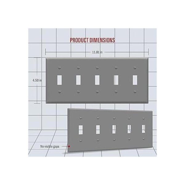 ENERLITES Five Gang Placa de pared para interruptor de