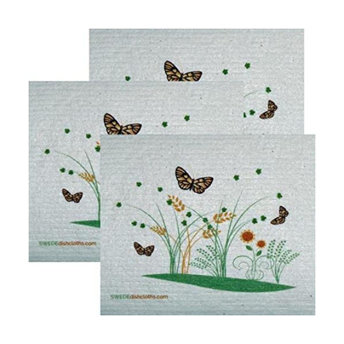 Juego de 3 servilletas suecas con 3 mariposas de resorte