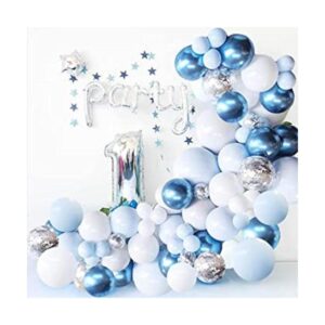 Juego de 126 globos de látex color azul metálico blanco y_1