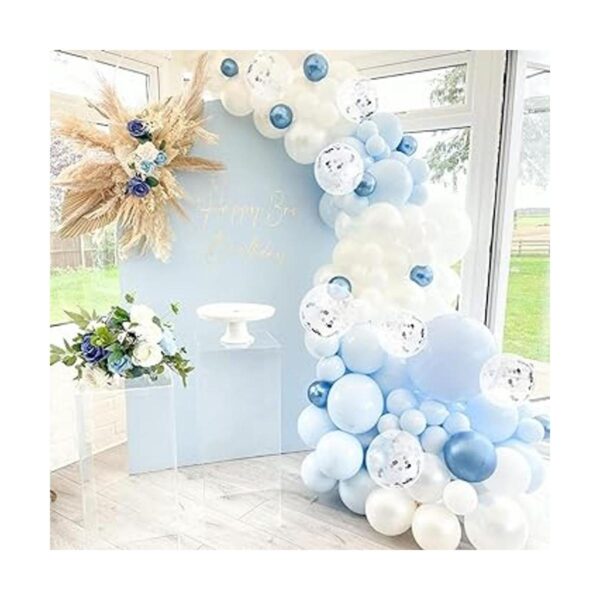 Juego de 126 globos de látex color azul metálico blanco y_4