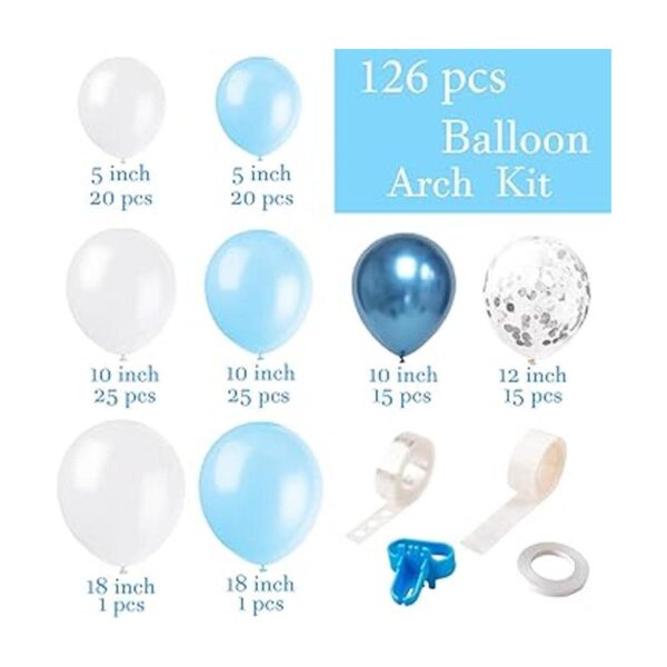 Juego de 126 globos de látex color azul metálico blanco y_2