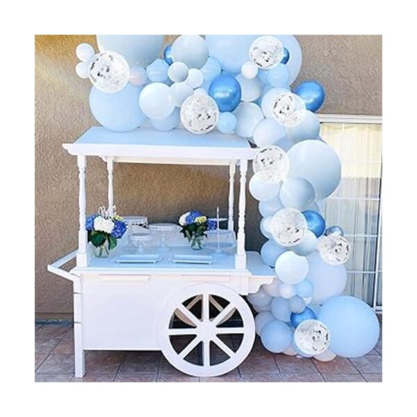 Juego de 126 globos de látex color azul metálico blanco y_6