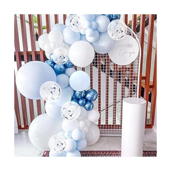 Juego de 126 globos de látex color azul metálico blanco y_5