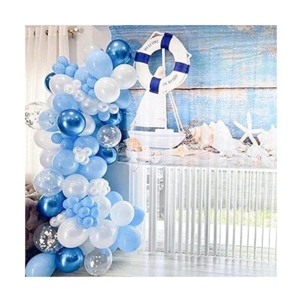 Juego de 126 globos de látex color azul metálico blanco y_3
