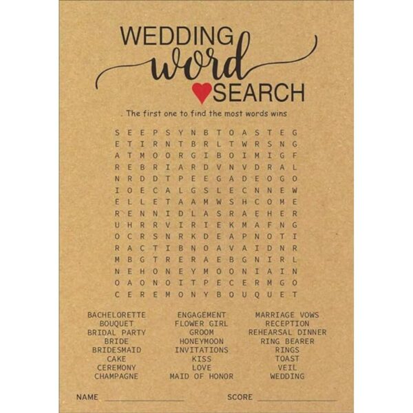 He Said She Said y Wedding Word Search Juegos de ducha