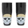 Paquete de 16 vasos de plástico con temática de calavera