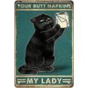 DZQUY Cartel de metal con papel higiénico diseño de gato_1