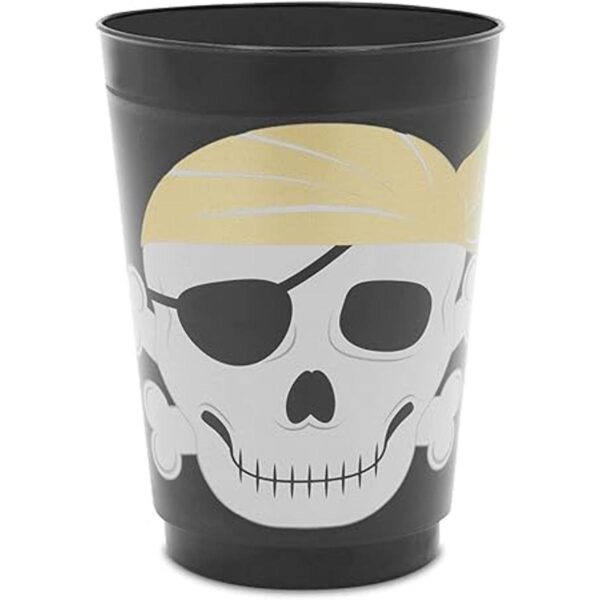 Paquete de 16 vasos de plástico con temática de calavera