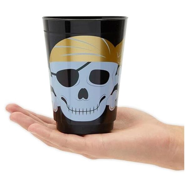 Paquete de 16 vasos de plástico con temática de calavera