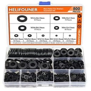 HELIFOUNER Kit surtido de arandelas planas de nailon negro_1