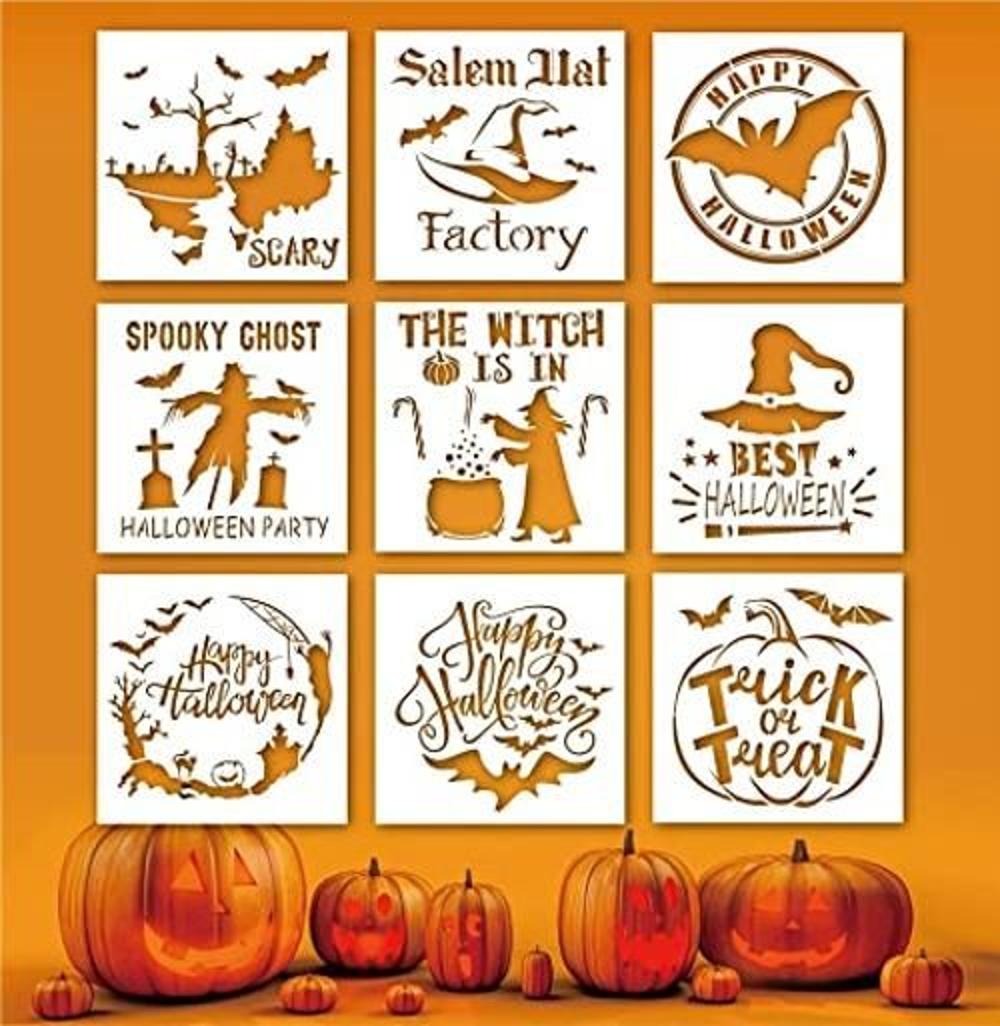 LANGFON 9 plantillas de Halloween para pintar sobre