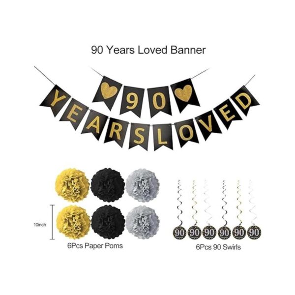 Luxiocio Kit de decoración para fiesta de 90 cumpleaños