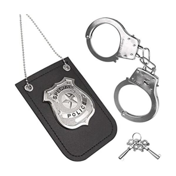 HAPTIME Insignia de policía y esposas de juguete esposas