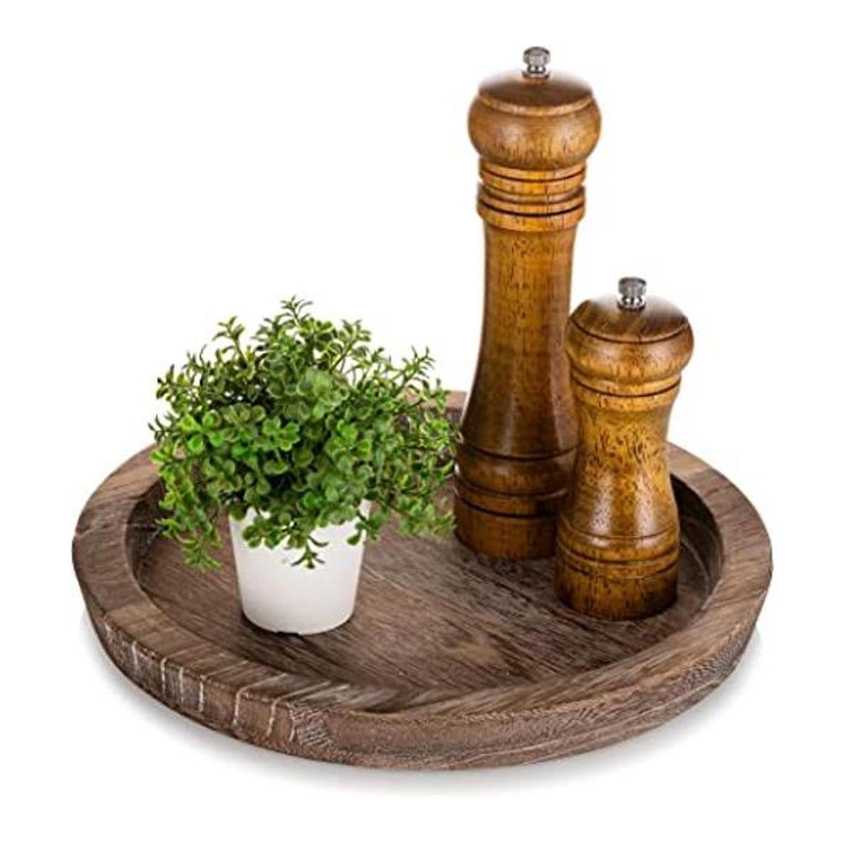 Hanobe Bandeja de madera rústica para servir Bandeja
