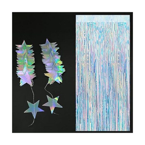 Cortinas iridiscentes de flecos de oropel para fiesta de