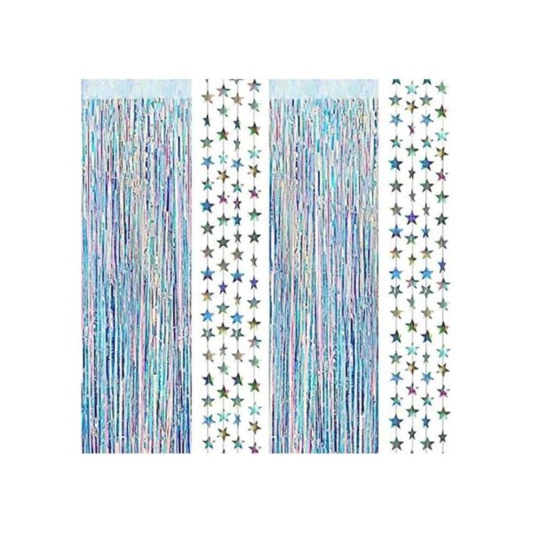 Cortinas iridiscentes de flecos de oropel para fiesta de