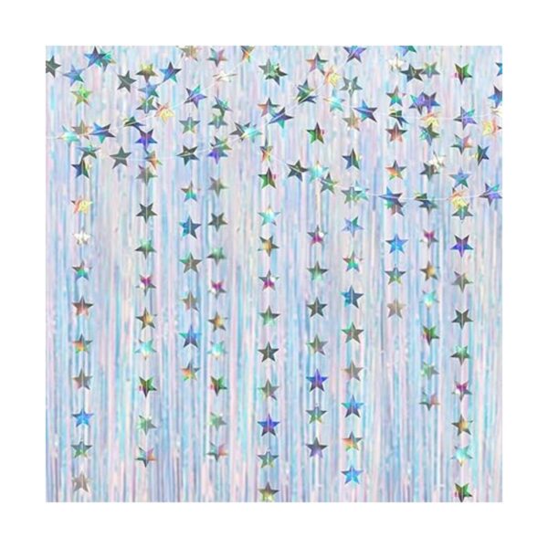 Cortinas iridiscentes de flecos de oropel para fiesta de