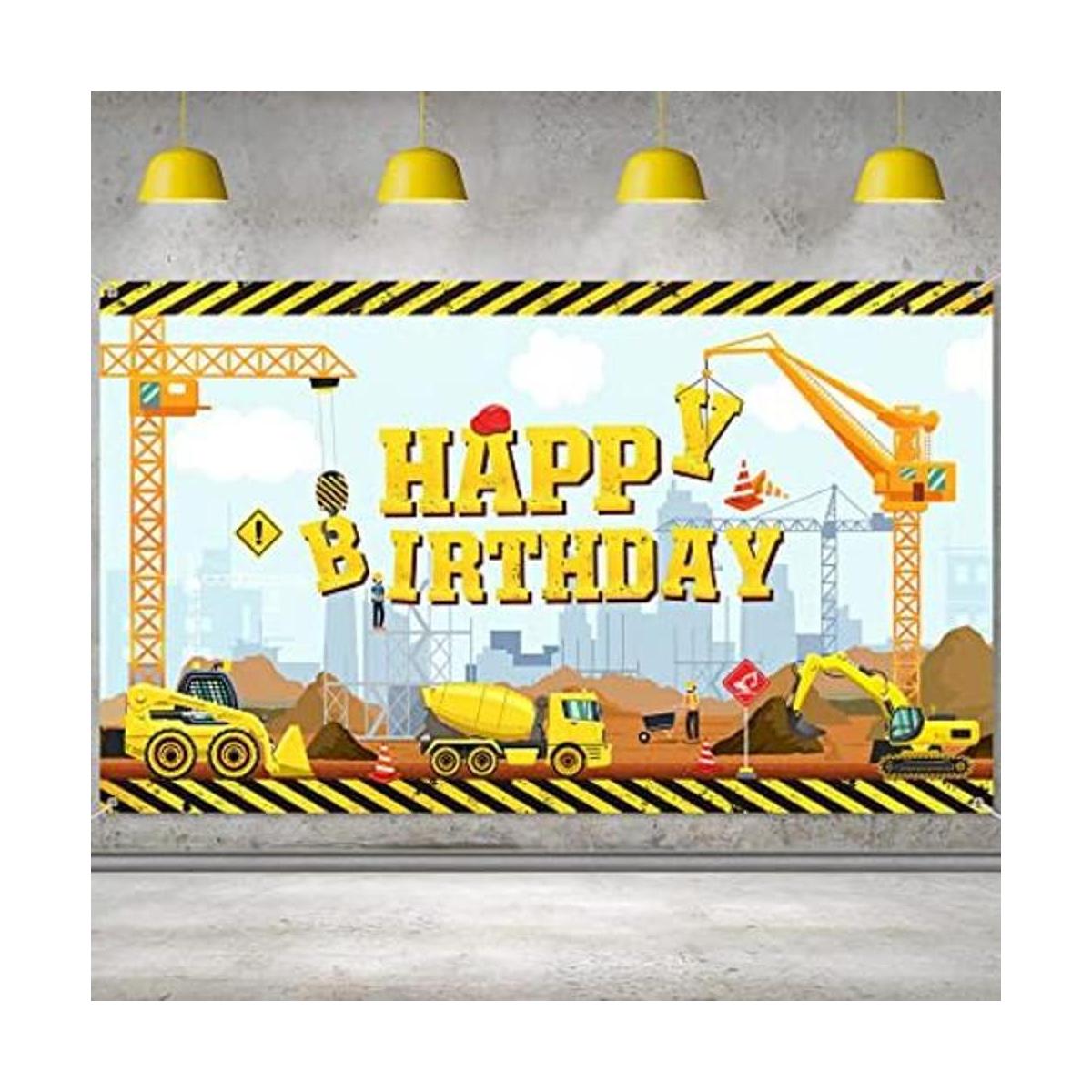 Construcción de feliz cumpleaños telón de fondo de camión