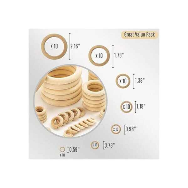 NNHOM 70 anillos de madera para macrama anillos de madera