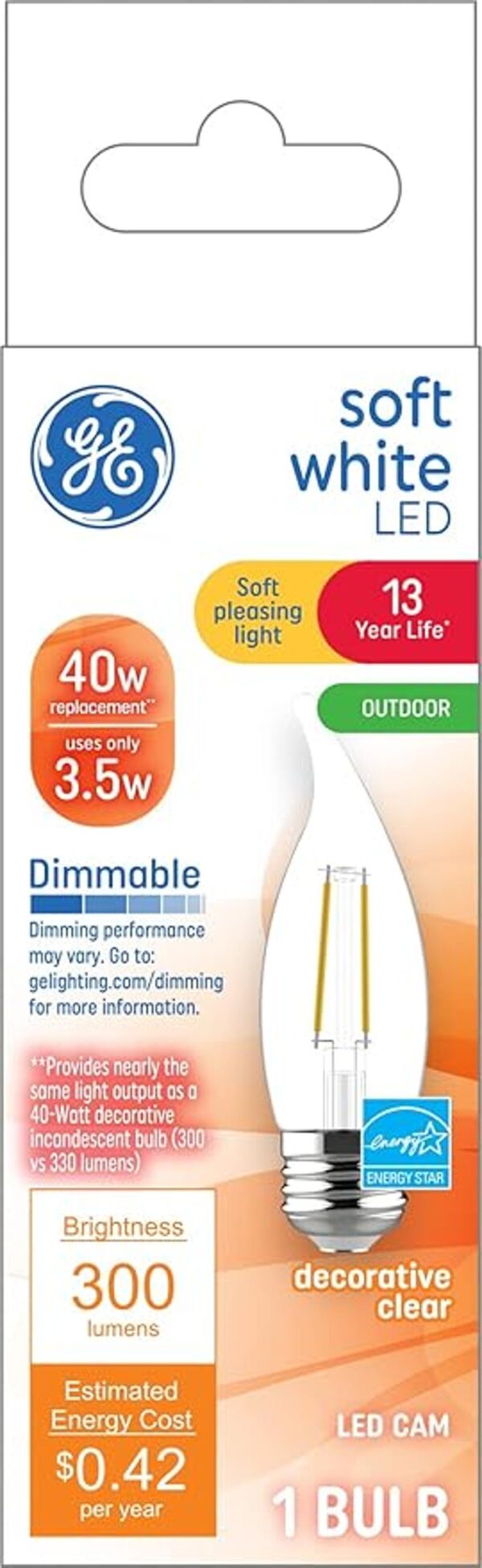 GE Bombillas LED decorativas 3.5 W equivalente a 40 W_2