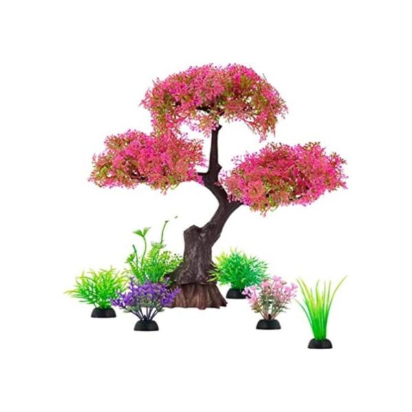 Decoración de plantas de plástico artificial para acuario_1