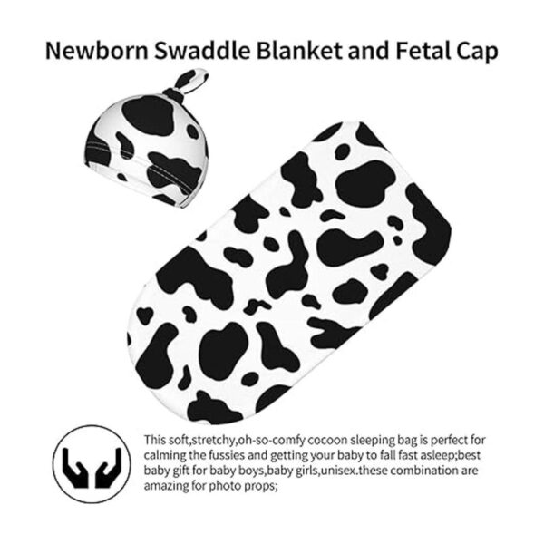 Manta de bebé con estampado de vaca para recién nacidos