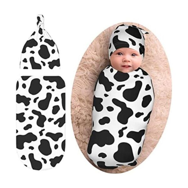 Manta de bebé con estampado de vaca para recién nacidos