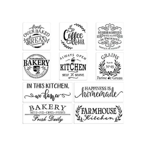 Juego de 10 plantillas de cocina de granja carteles_1