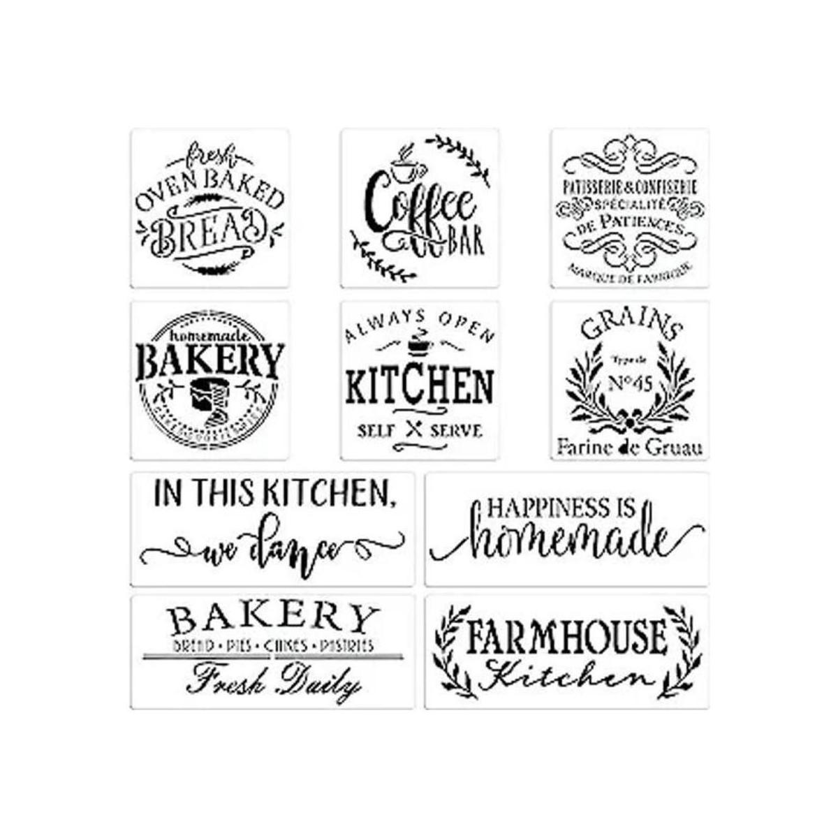 Juego de 10 plantillas de cocina de granja carteles
