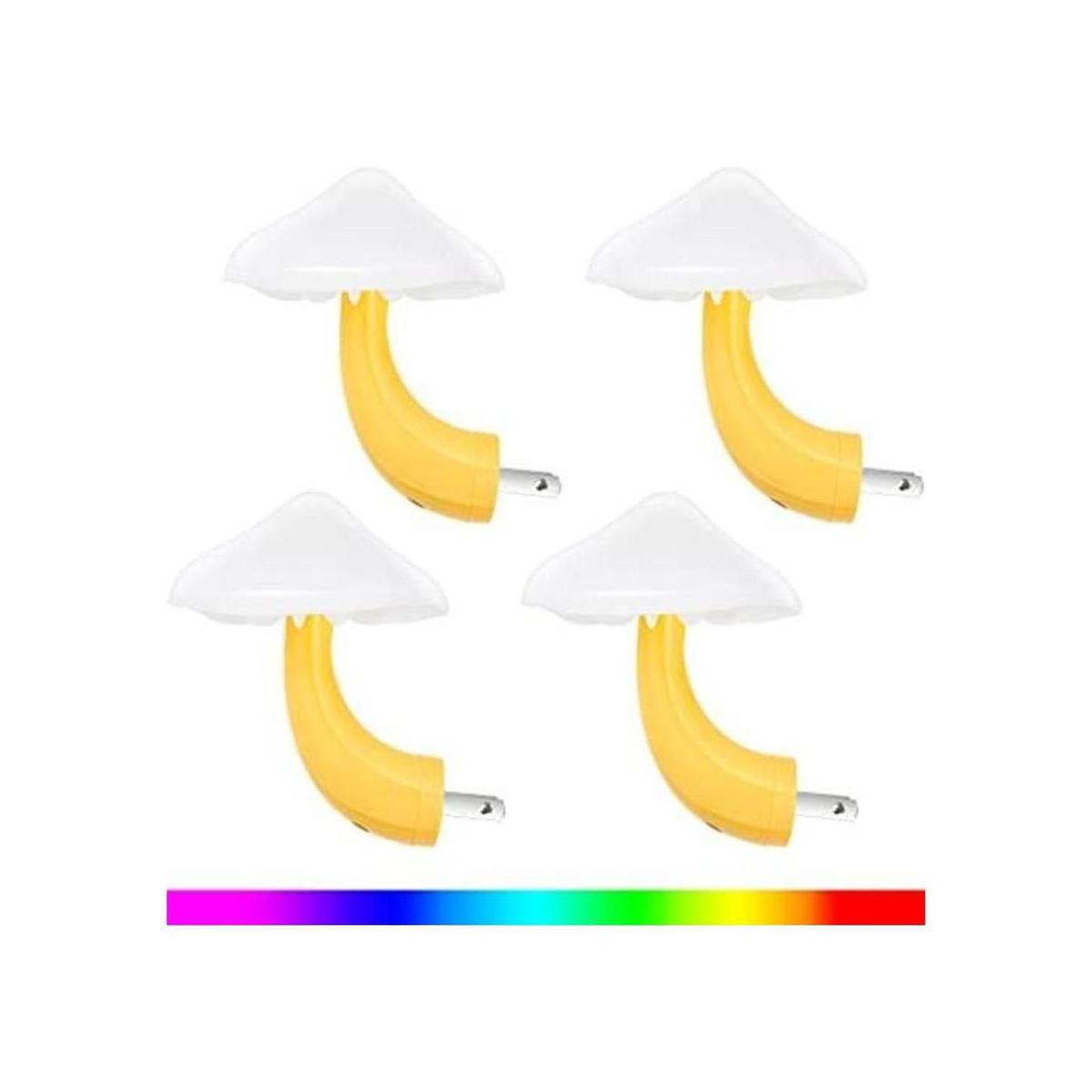 4 piezas de luz nocturna LED con forma de hongo de 7