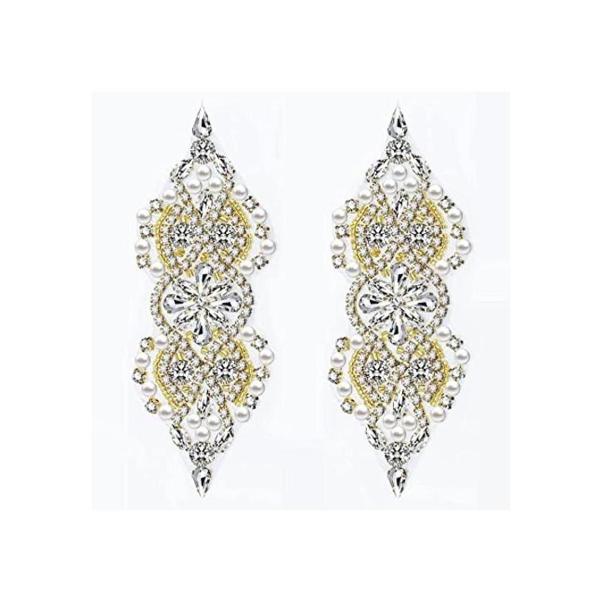 FAMLEAF Apliques de diamantes de imitación 2 piezas