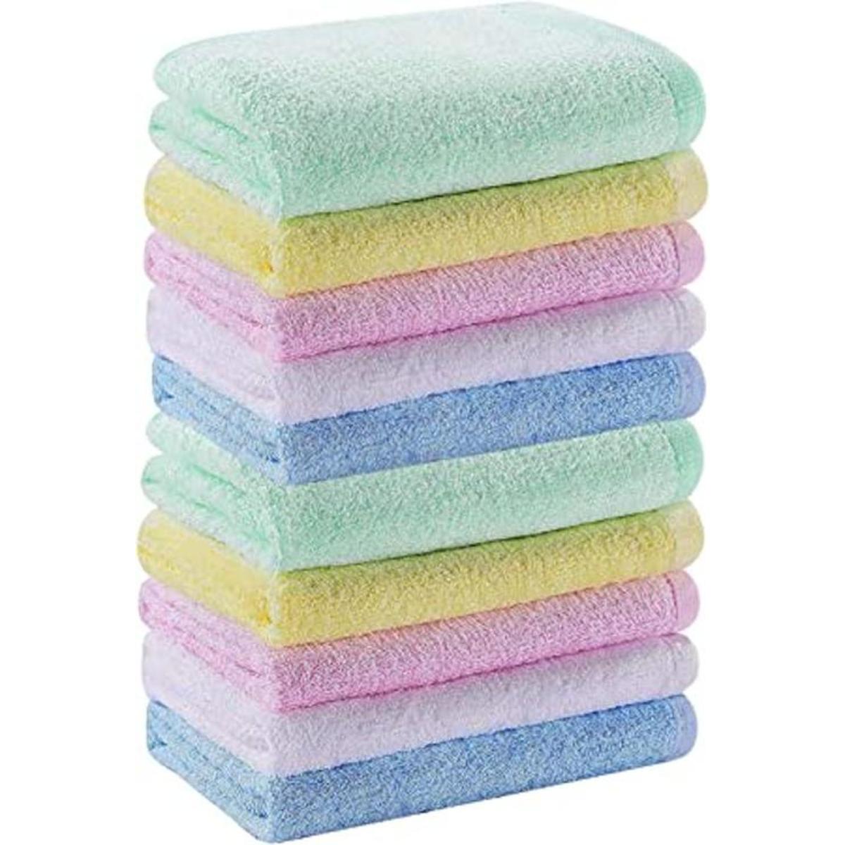 Juego de 10 toallas de bambú multicolor para recién