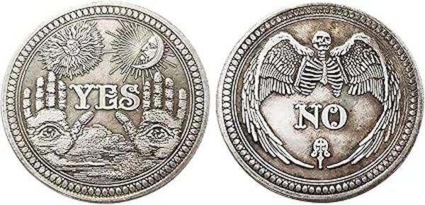 Moneda de Desafío Moneda de adivinación sí no plata_4