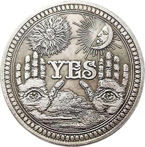 Moneda de Desafío Moneda de adivinación sí no plata_1