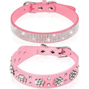 Collar de perro de piel sintética con diamantes de