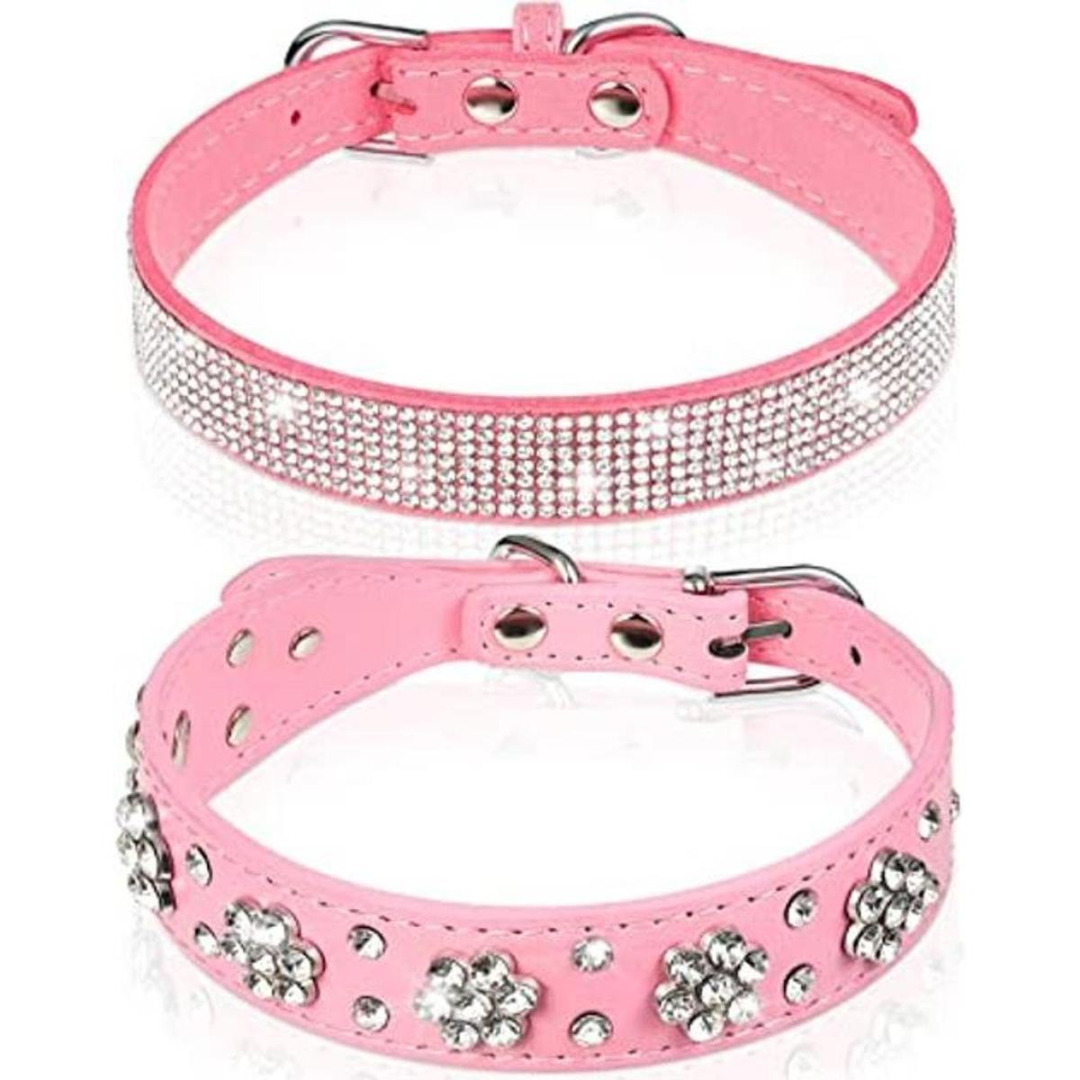 Collar de perro de piel sintética con diamantes de