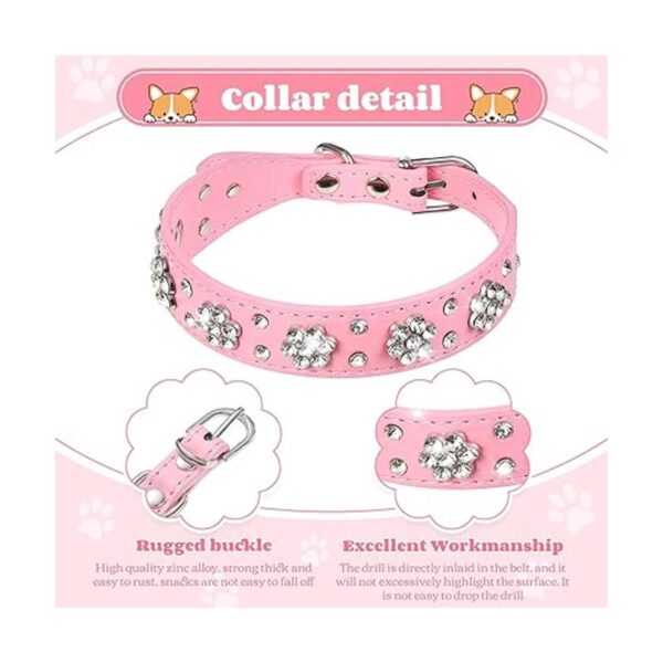 Collar de perro de piel sintética con diamantes de