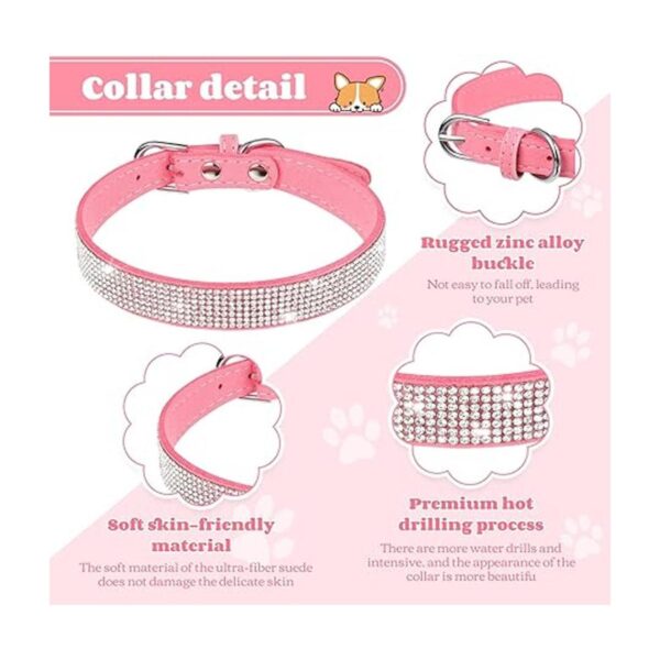 Collar de perro de piel sintética con diamantes de