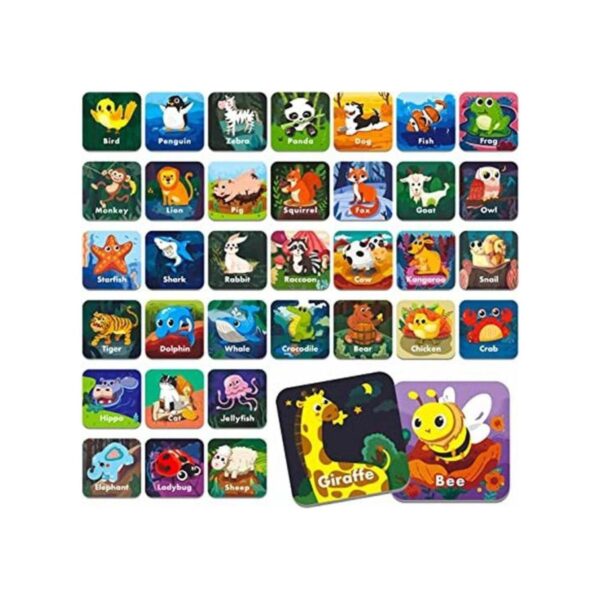 Hebayy 36 pares de tarjetas de memoria a juego de animales_1