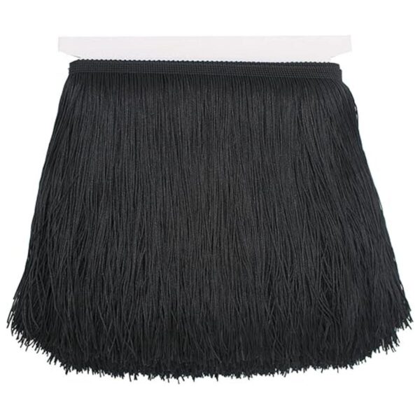 Nonmol Borde de flecos negros con borlas borde de