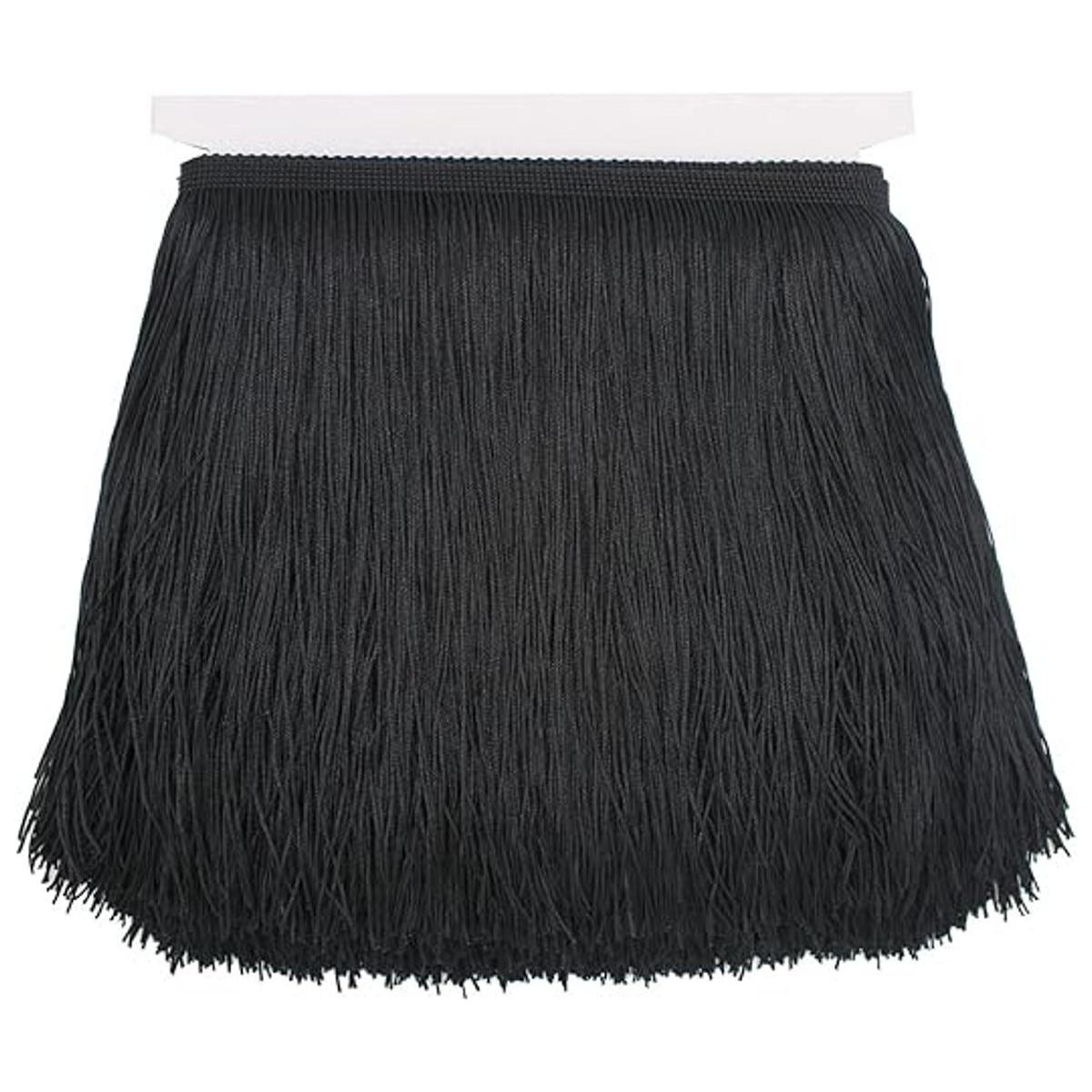 Nonmol Borde de flecos negros con borlas borde de