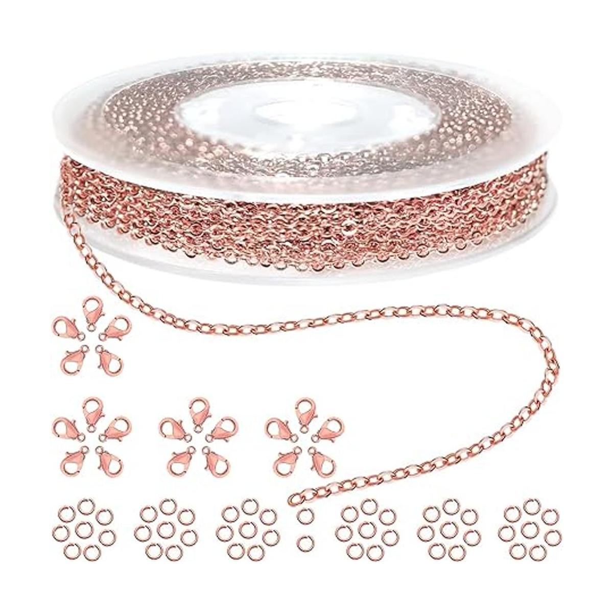 Jishi 33ft Link Cable Chain Roll 2mm Rose Gold Chain for