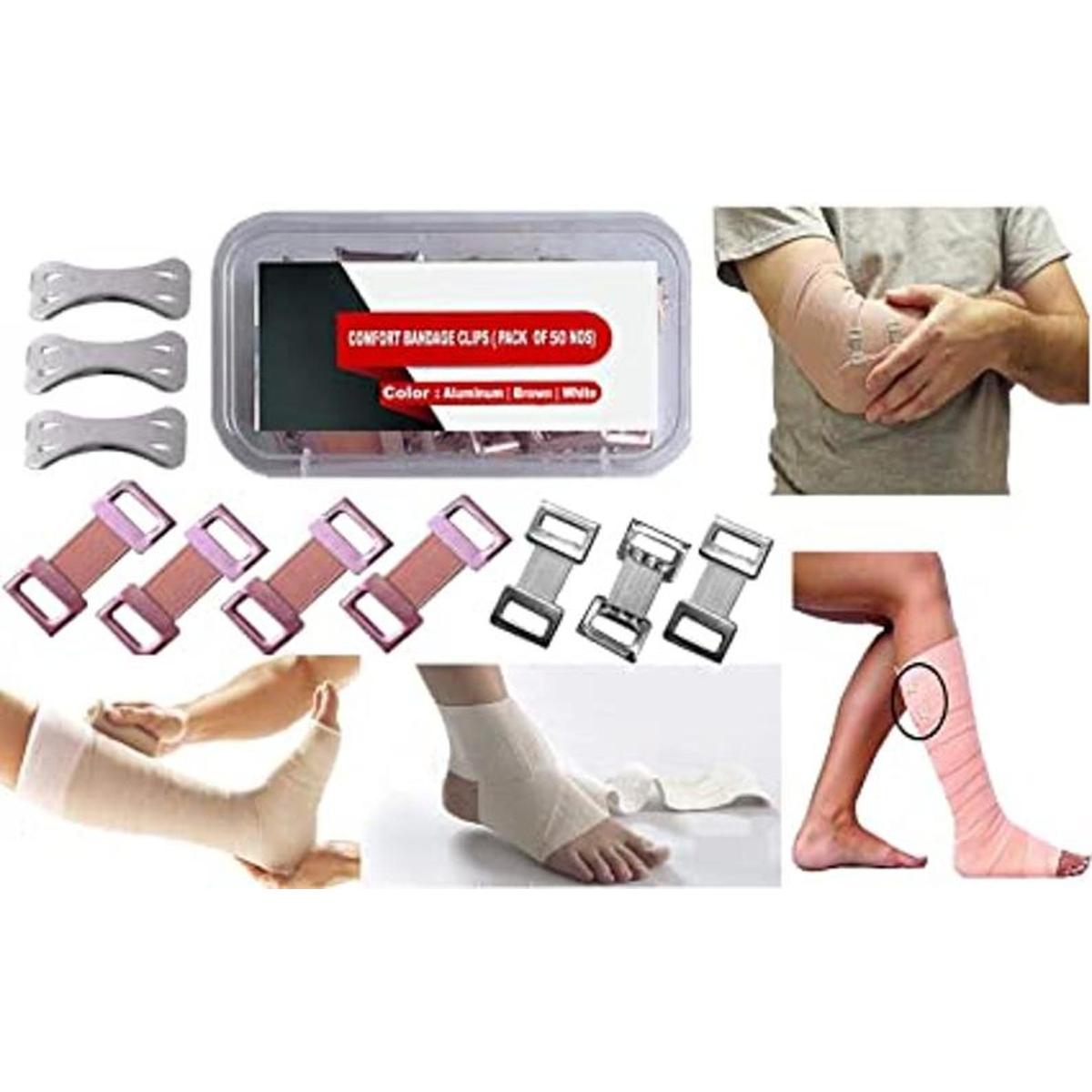 Comfortmedi Paquete de 50 clips Clip elástico marrón de