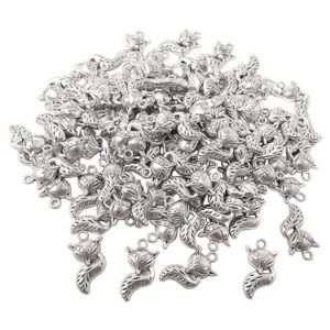 Honbay 100 unids aleación zorro encantos colgante plata