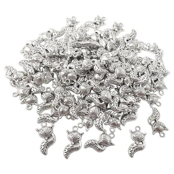Honbay 100 unids aleación zorro encantos colgante plata