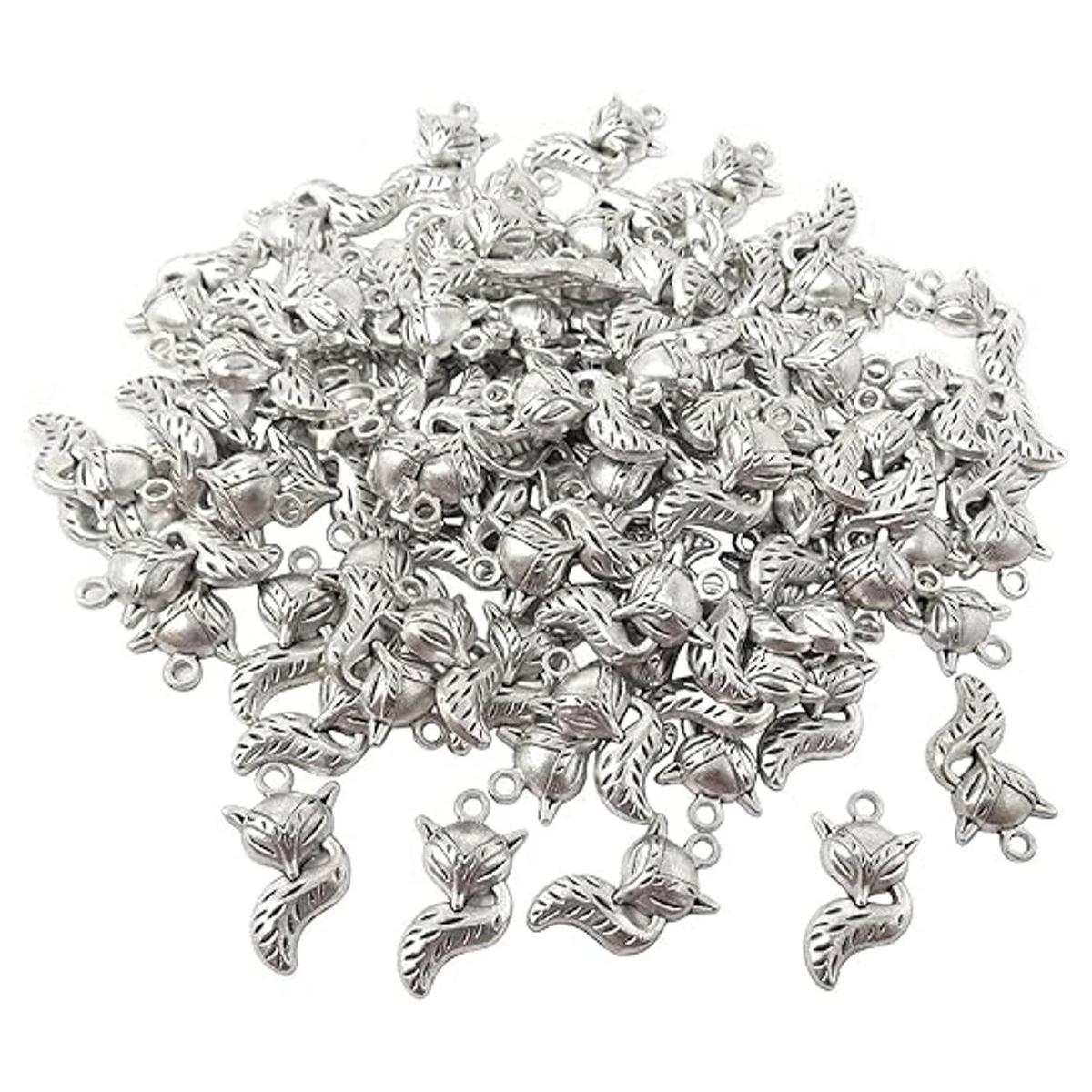 Honbay 100 unids aleación zorro encantos colgante plata